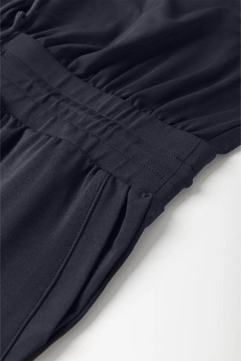 Black Casual Tank Style Tie Waist Pocketed Jogger Jumpsuit for Women - Love Salve